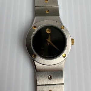 Movado Museum Stainless -Steel Bezel & Black Dial EUC